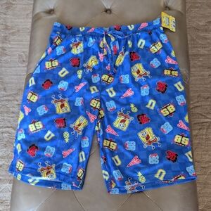SpongeBob SquarePants Blue Men's PJ Shorts with All-Over Print Size XXL